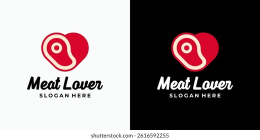 Heart shaped meat vector logo design with modern, simple, clean and abstract style. Icon for business, food and drink, steak and personal branding.