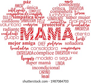 heart shaped mom and words in spanish