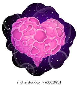Heart shaped moon floating in space