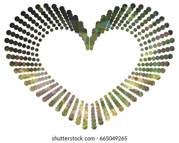 Heart shaped mosaic frame with halftone dots for text, photos and pictures. Valentine ornament. Vector clip art.