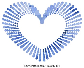 Heart shaped mosaic frame with halftone dots for text, photos and pictures. Valentine ornament. Vector clip art.