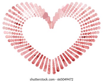 Heart shaped mosaic frame with halftone dots for text, photos and pictures. Valentine ornament. Vector clip art.