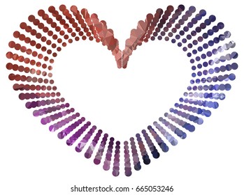Heart shaped mosaic frame with halftone dots for text, photos and pictures. Valentine ornament. Vector clip art.