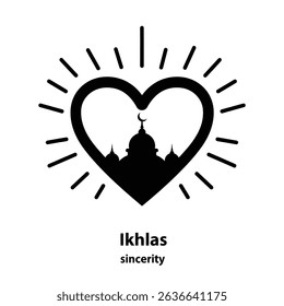 Heart shaped mosque silhouette islamic love sincerity.