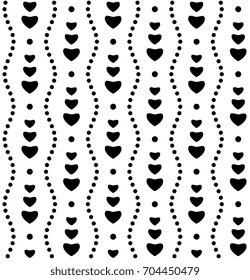 Heart shaped motif pattern simple geometric ornament design. Vector illustration. Seamless print block for textile, patchwork fabric, skrapbook paper, gift wrap, party invitations, flyers, banners.