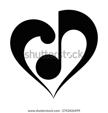 Heart Shaped Musical Note Symbol on Light Background