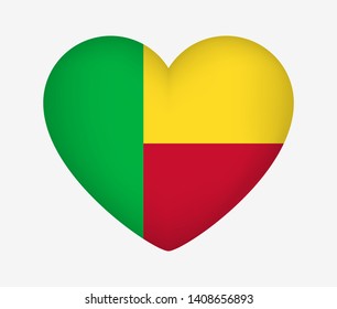 Heart Shaped National Flag of Benin. I Love My Country. Vector Illustration