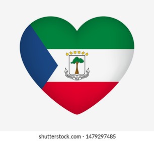 Heart Shaped National Flag of Equatorial Guinea. I Love My Country. Vector Isolated Illustration