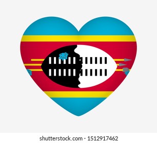 Heart Shaped National Flag of Eswatini. I Love My Country. Vector Isolated Illustration