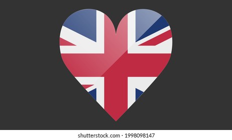 Heart shaped national flag of UK icon design. British flag heart vector
