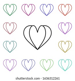 Heart shaped open book multi color style icon. Simple thin line, outline vector of heartbeat icons for ui and ux, website or mobile application