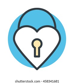 Heart Shaped Padlock Colored Vector Icon
