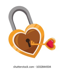 Heart shaped padlock with key