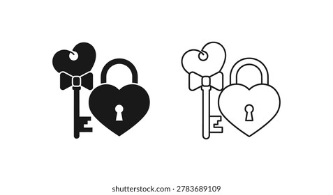 Heart shaped padlock and key love romance