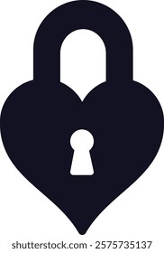 Heart shaped padlock with a keyhole symbolizing secure love, perfect for projects on relationships, Valentine s Day, and commitment, featuring a minimalist design on white