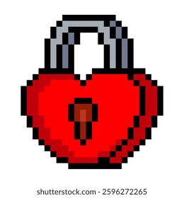 heart shaped padlock in pixel art
