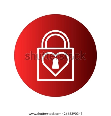 Heart shaped padlock security concept on red circle background symbolizing love romance and protection for valentine's day