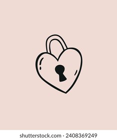 Heart Shaped Padlock Template Vector