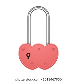 Heart shaped padlock. Valentines day love concept. 3D Vector Illustration, EPS 10 format