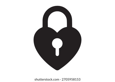 Heart Shaped Padlock Vetor Icon Símbolo de Amor e Segurança