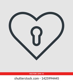 Heart shaped padlock vector illustration on gray background