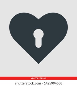 Heart shaped padlock vector illustration on gray background