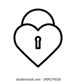 heart shaped padlock vector illustration, isolated on white background