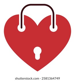 Heart Shaped Padlock vector Love concept red icon or sign