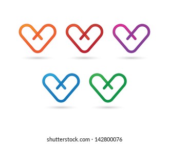 Heart Shaped Paper Clips Color Set