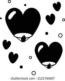 heart shaped Paper Lantern concept, Lovers Decoration Light Lamp Vector Icon Design, Valentines Day Symbol, Love and Romance Sign, Friendship and Lovesickness stock illustration