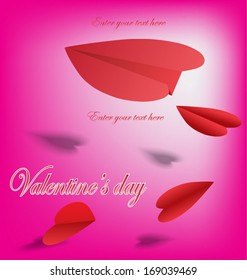 Heart shaped paper plane for valentine's day, vector