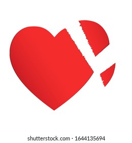 Papel en forma de corazón dividido en 3 piezas