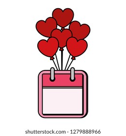 Heart shaped party balloons with calendar