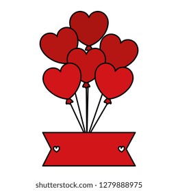 Heart shaped party balloons with ribbon