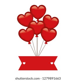 Heart shaped party balloons with ribbon