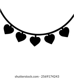 Heart shaped party garlands. Valentine's day decoration elements. Vector illustration isolated on white background.