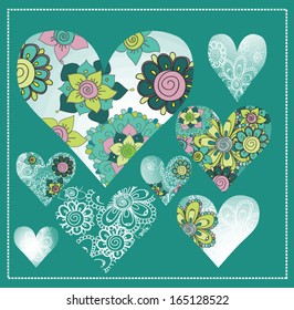 Heart shaped patterns in bright colors, great decoration for a wedding or valentine's day
