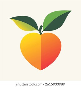 Heart Shaped Peach A Vibrant Fruit Illustration