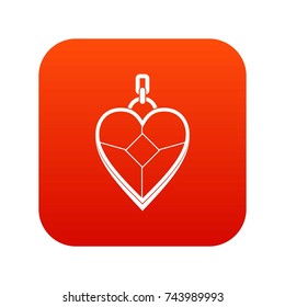 Heart shaped pendant icon digital red for any design isolated on white vector illustration