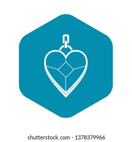 Heart shaped pendant icon. Simple illustration of heart shaped pendant vector icon for web