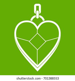 Heart shaped pendant icon white isolated on green background. Vector illustration