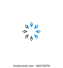 Logo del círculo de personas con forma de corazón, símbolo en blanco ( azul )
