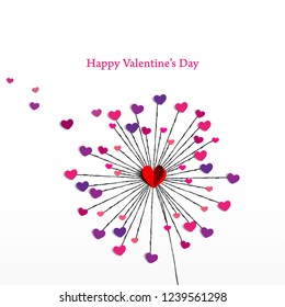 Heart Shaped Petals for Valentine's Day. Modern and Abstract Background. Stock Vector Illustration. Minimalist Creative Design Concept