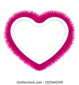 Heart shaped picture frame with fur border - Vector
