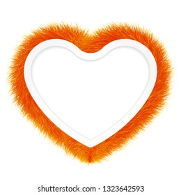 Heart shaped picture frame with fur border - Vector