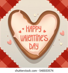Heart Shaped Pie on Cloth Napkin. Valentine's Day Card. Happy Valentine's Day