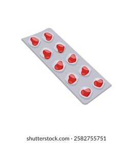 Heart Shaped Pills, Medicine Flat Vector Illustration - Isolated