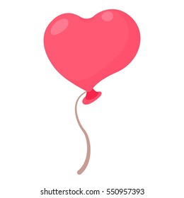 Heart Shaped Pink Balloon Icon. Cartoon Illustration Of Heart Shaped Pink Balloon Vector Icon For Web