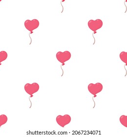 Heart shaped pink balloon pattern seamless background texture repeat wallpaper geometric vector