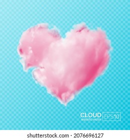 Heart shaped pink cloud on a transparent background. Realistic vector illustration with gradient mesh.